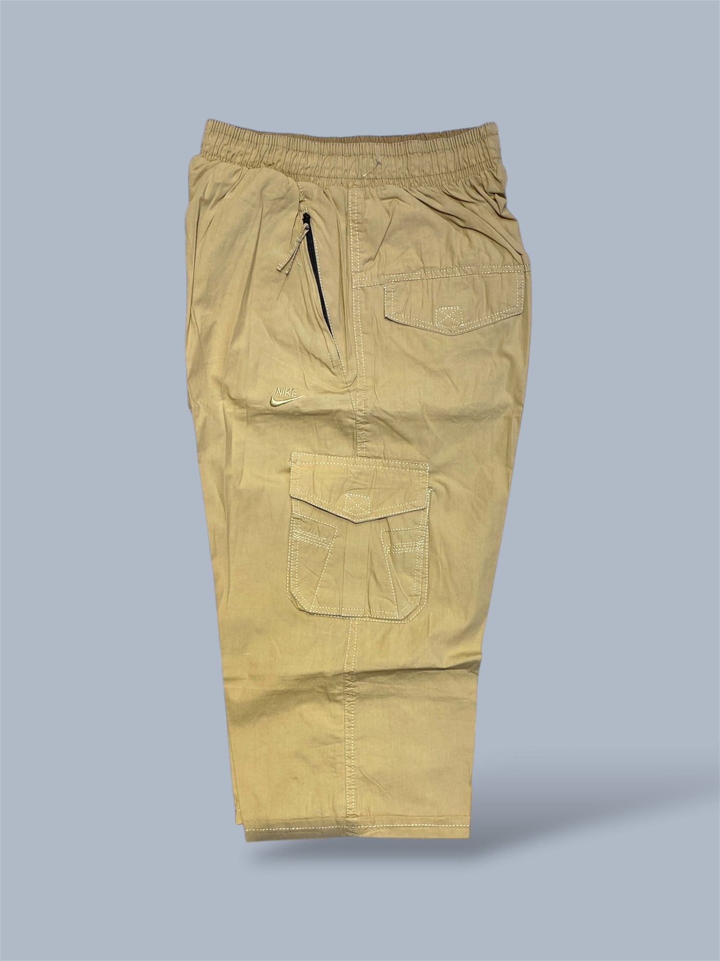 Imported Cotton Knee-Length Shorts with Elastic Waist and Side Pockets