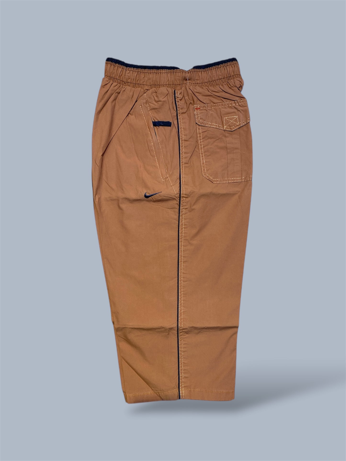 Imported Cotton Knee-Length Shorts with Elastic Waist and Side Pockets