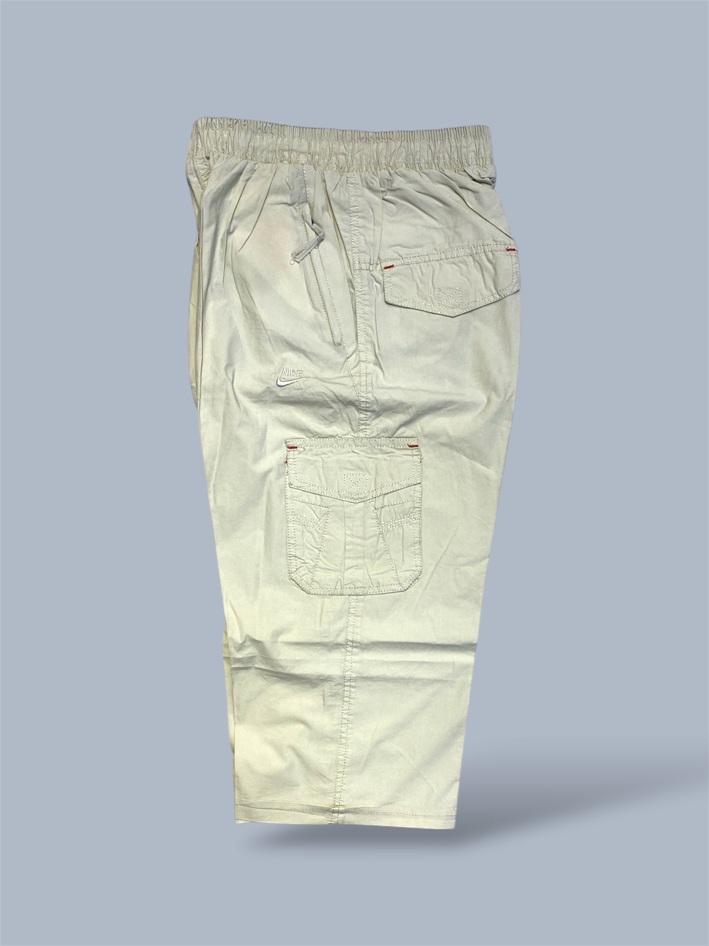 Imported Cotton Knee-Length Shorts with Elastic Waist and Side Pockets