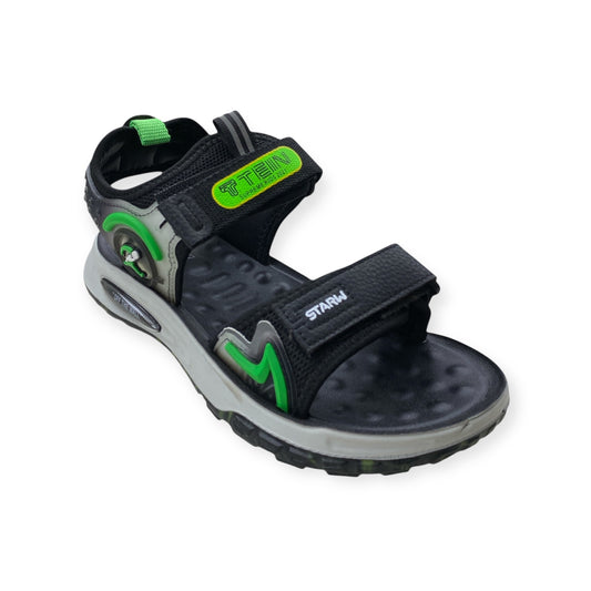 Imported Boys Black and Green Sports Sandals - Cushioned Sole & Straps