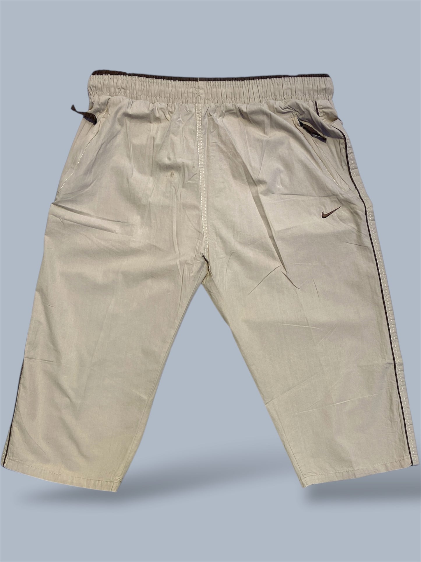 Imported Cotton Knee-Length Shorts with Elastic Waist and Side Pockets